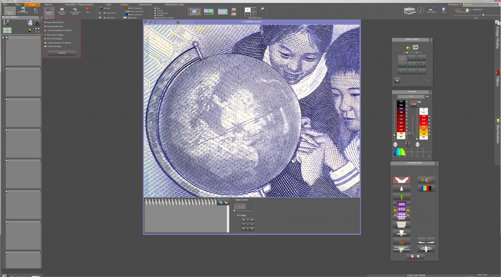 Using the VSC8000/HS to examine banknotes